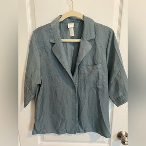 H&M silky satin teal pajama set. Size medium.